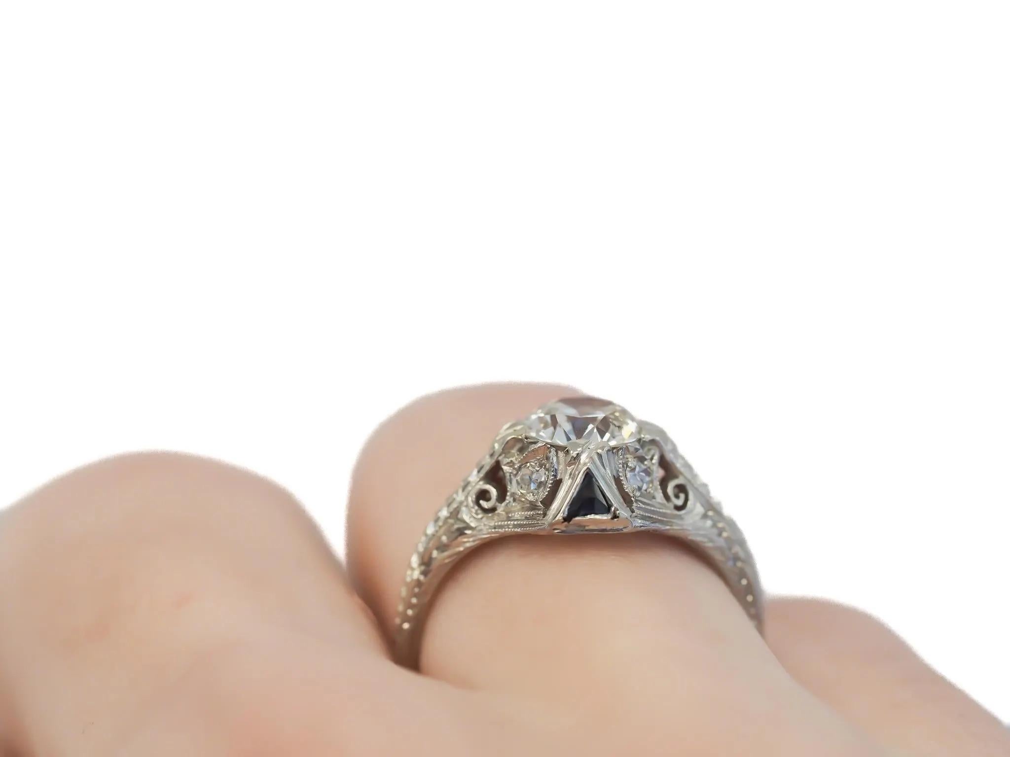 Verlobungsring, GIA 1,03 Karat alter europäischer Diamant, ca. 1930er Jahre im Zustand „Gut“ im Angebot in Hicksville, NY