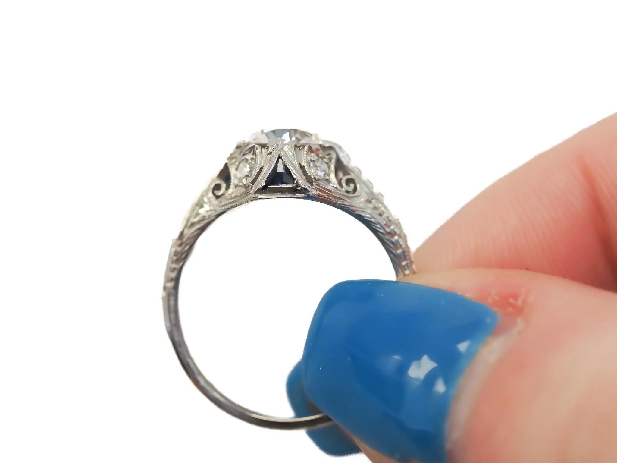 Verlobungsring, GIA 1,03 Karat alter europäischer Diamant, ca. 1930er Jahre im Angebot 3