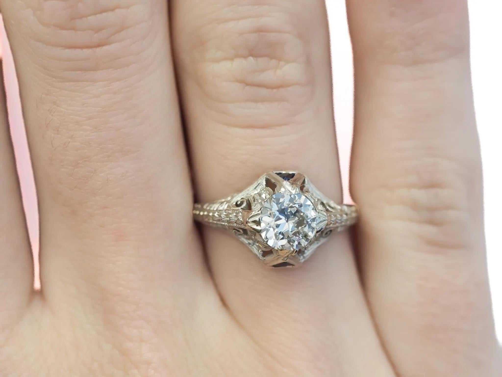 Verlobungsring, GIA 1,03 Karat alter europäischer Diamant, ca. 1930er Jahre im Angebot 4