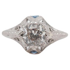 Verlobungsring, GIA 1,03 Karat alter europäischer Diamant, ca. 1930er Jahre
