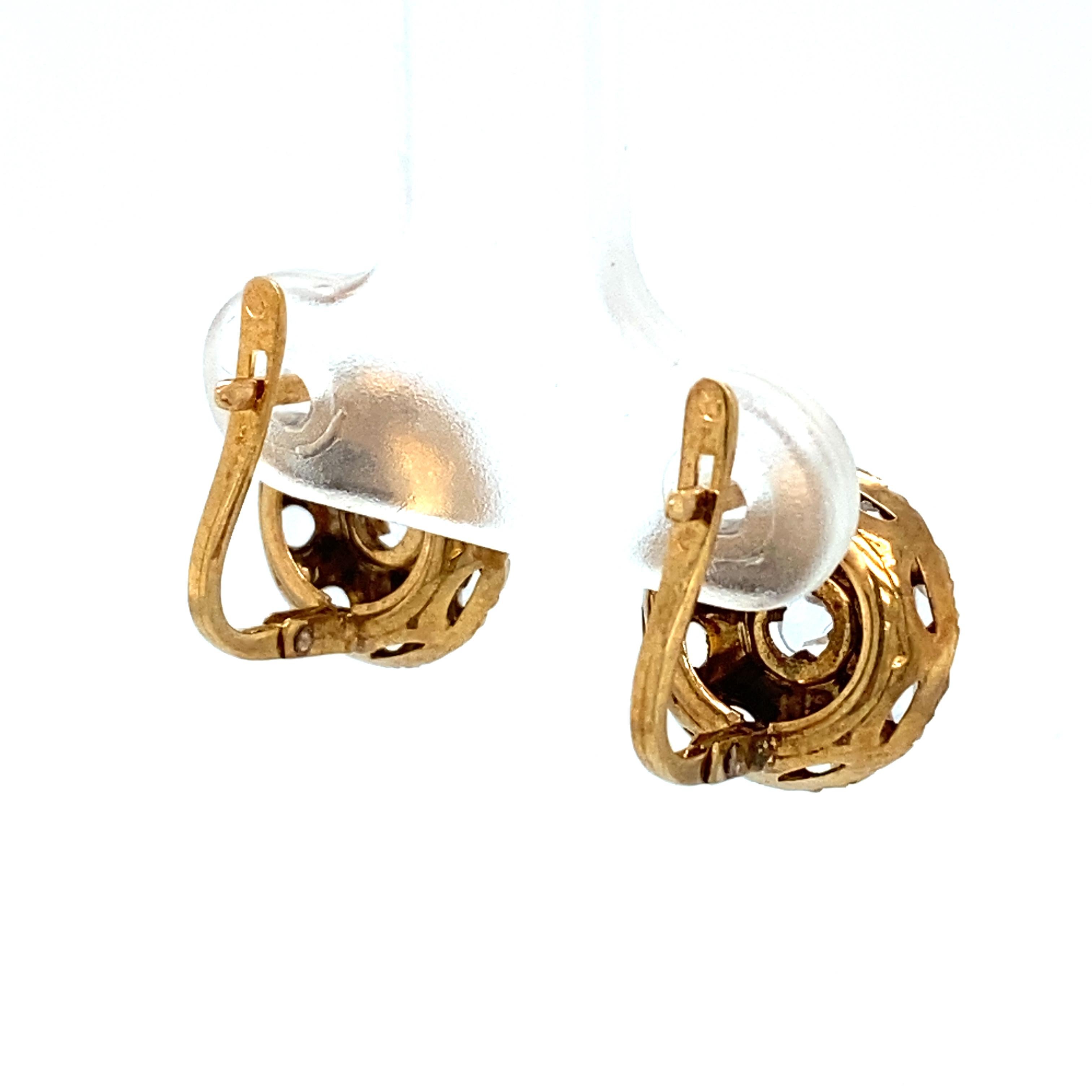 CIRCA 1930er Jahre Hebelrückseite Diamant-Baumel-Ohrringe mit Rosenschliff aus 14 Karat Gold für Damen oder Herren im Angebot