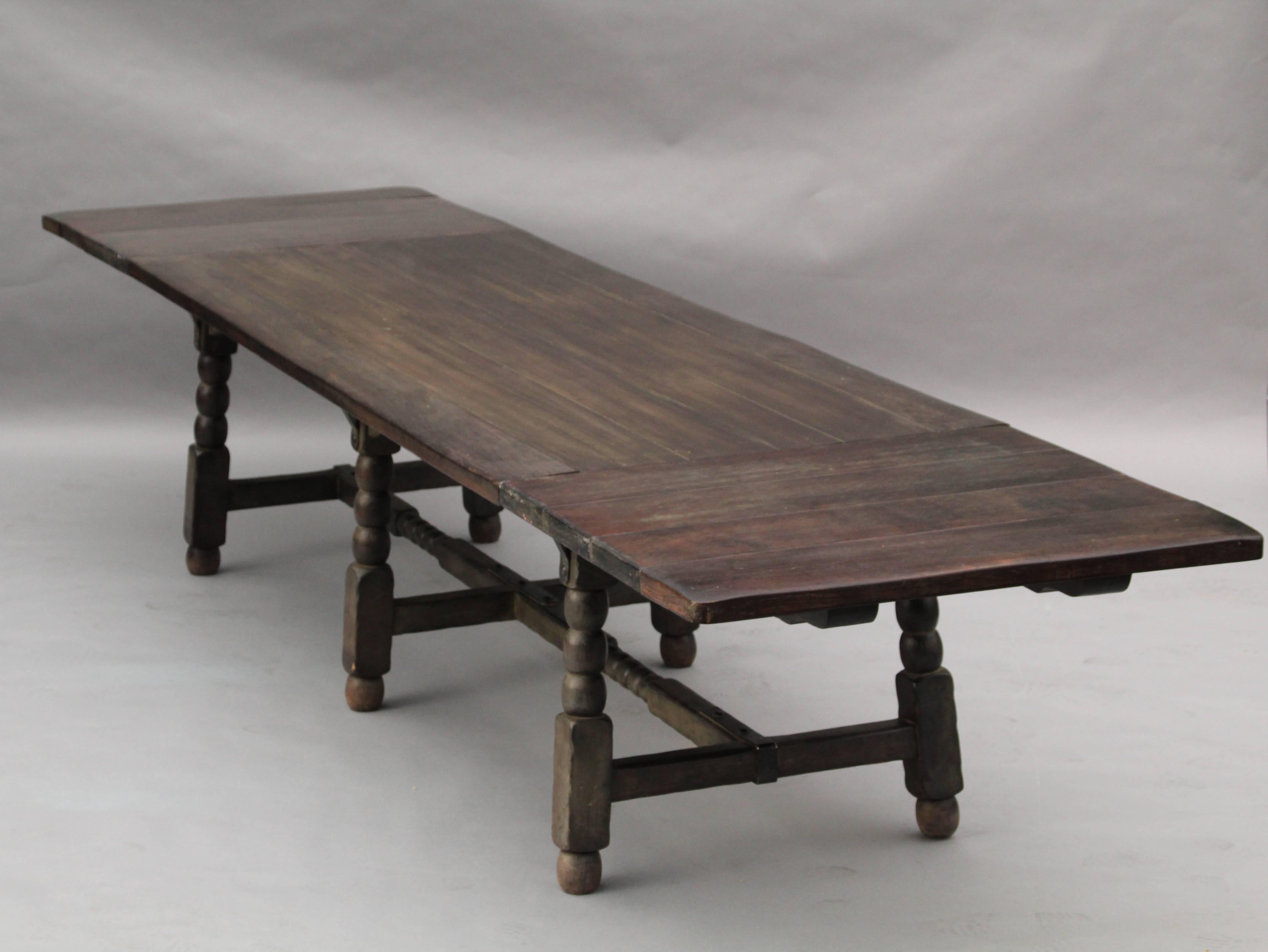 Long Rancho Signed Monterey Table with Six Leafs, circa 1930s 1