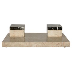 Circa 1930 Minimaliste Marbre Double Stand d'Encre