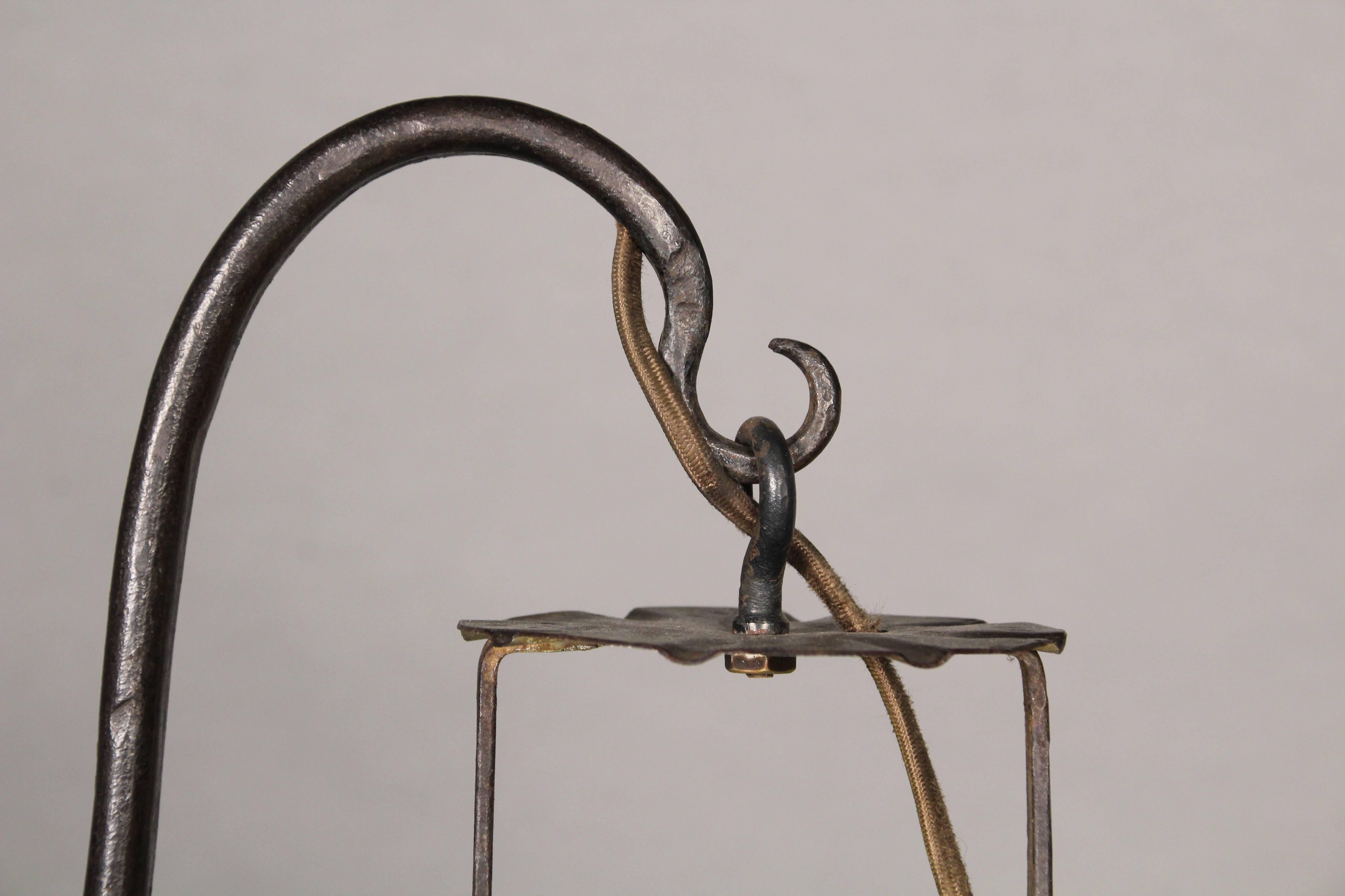 Monterey Floor Lamp with Iron Floral Shade, circa 1930s 1