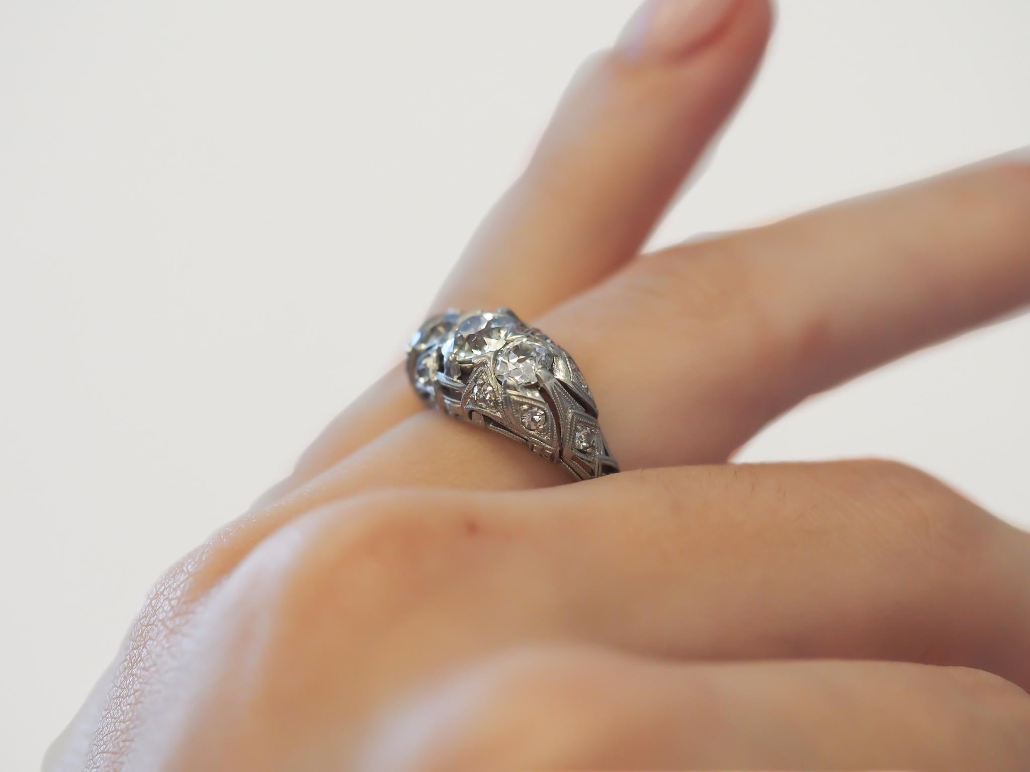 Women's Circa 1930s Old European Brilliant Diamond Engagement Ring For Sale