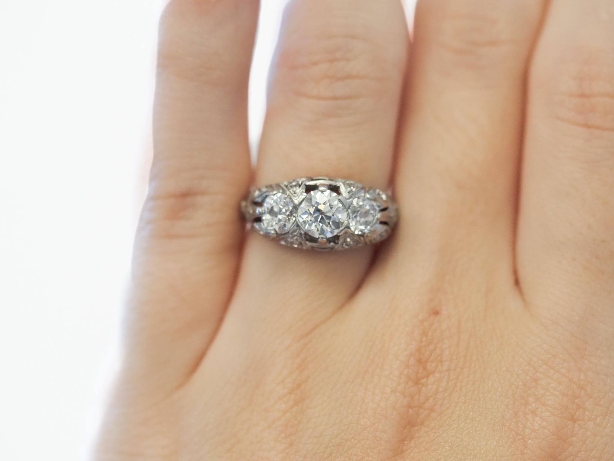 Circa 1930s Old European Brilliant Diamond Engagement Ring For Sale 1