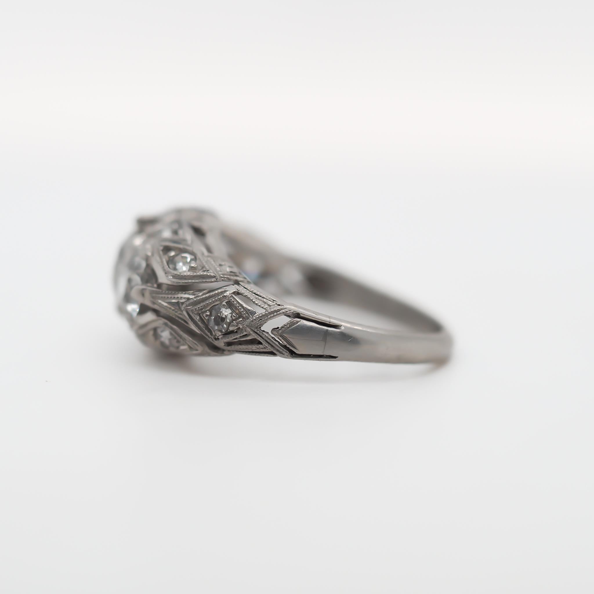 Circa 1930s Old European Brilliant Diamond Engagement Ring For Sale 3