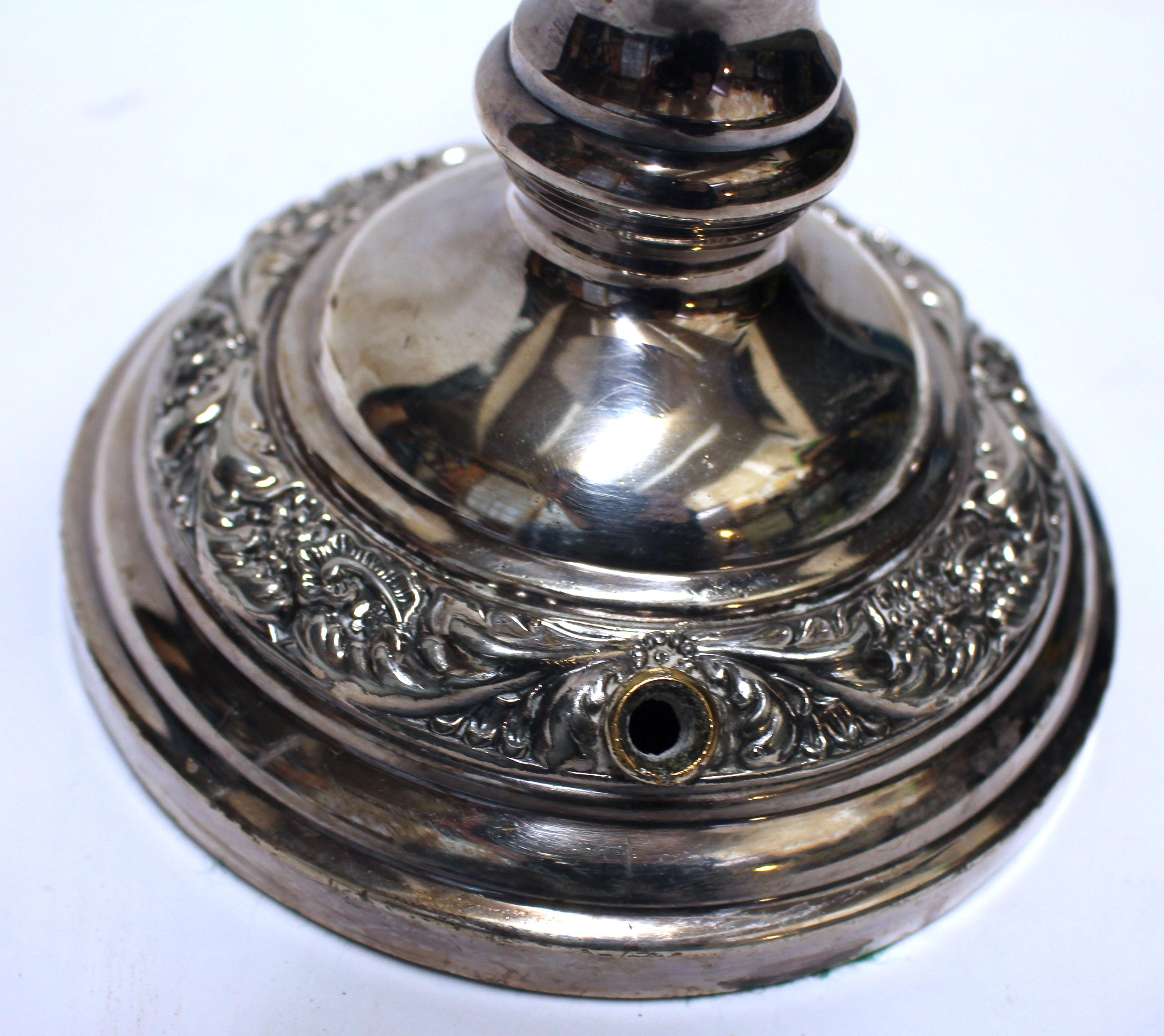 Circa 1930s Pair of Hurricane Silver Plated Candle Holders, England For Sale 1