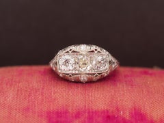 Circa 1930s Platinum Art Deco 3 Stone Old Mine Brilliant 1.40cttw Diamond Ring