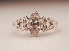 Circa 1930s Platinum Art Deco Antique Marquise Engagement Ring