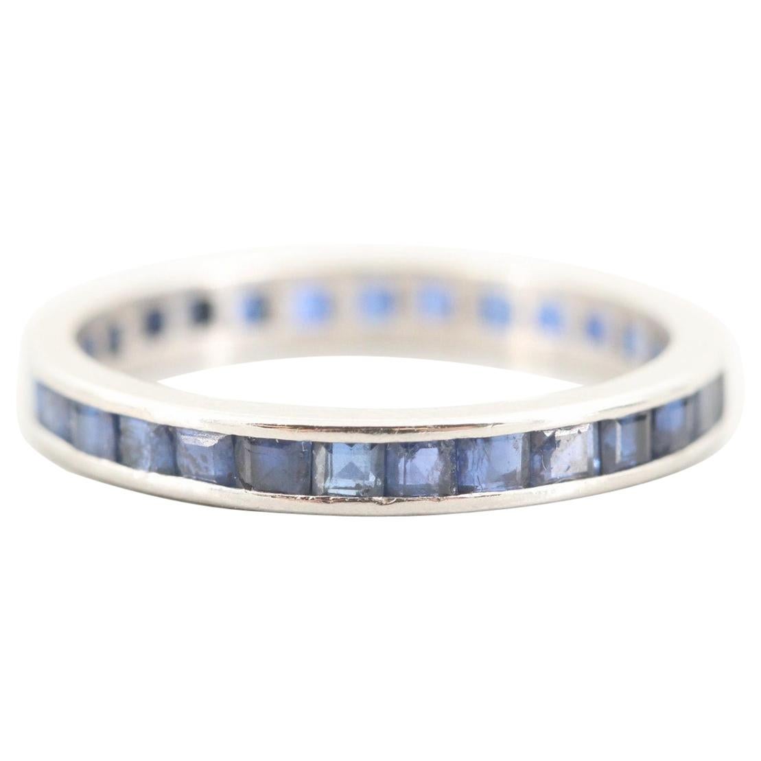 Platinum Art Deco Blue Sapphire Eternity Band, circa 1930s