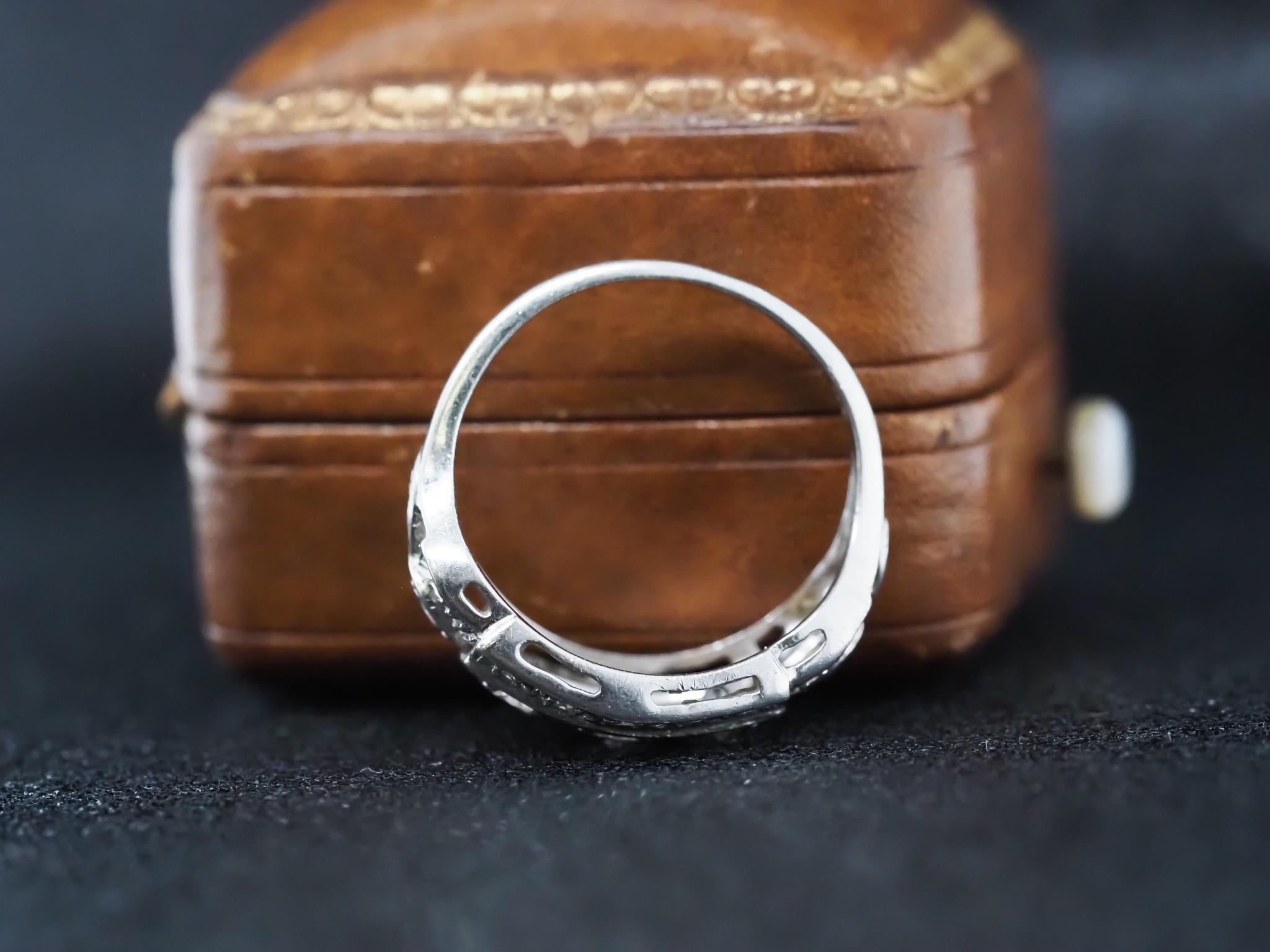 Old European Cut Circa 1930s Platinum Art Deco Diamond Ring For Sale