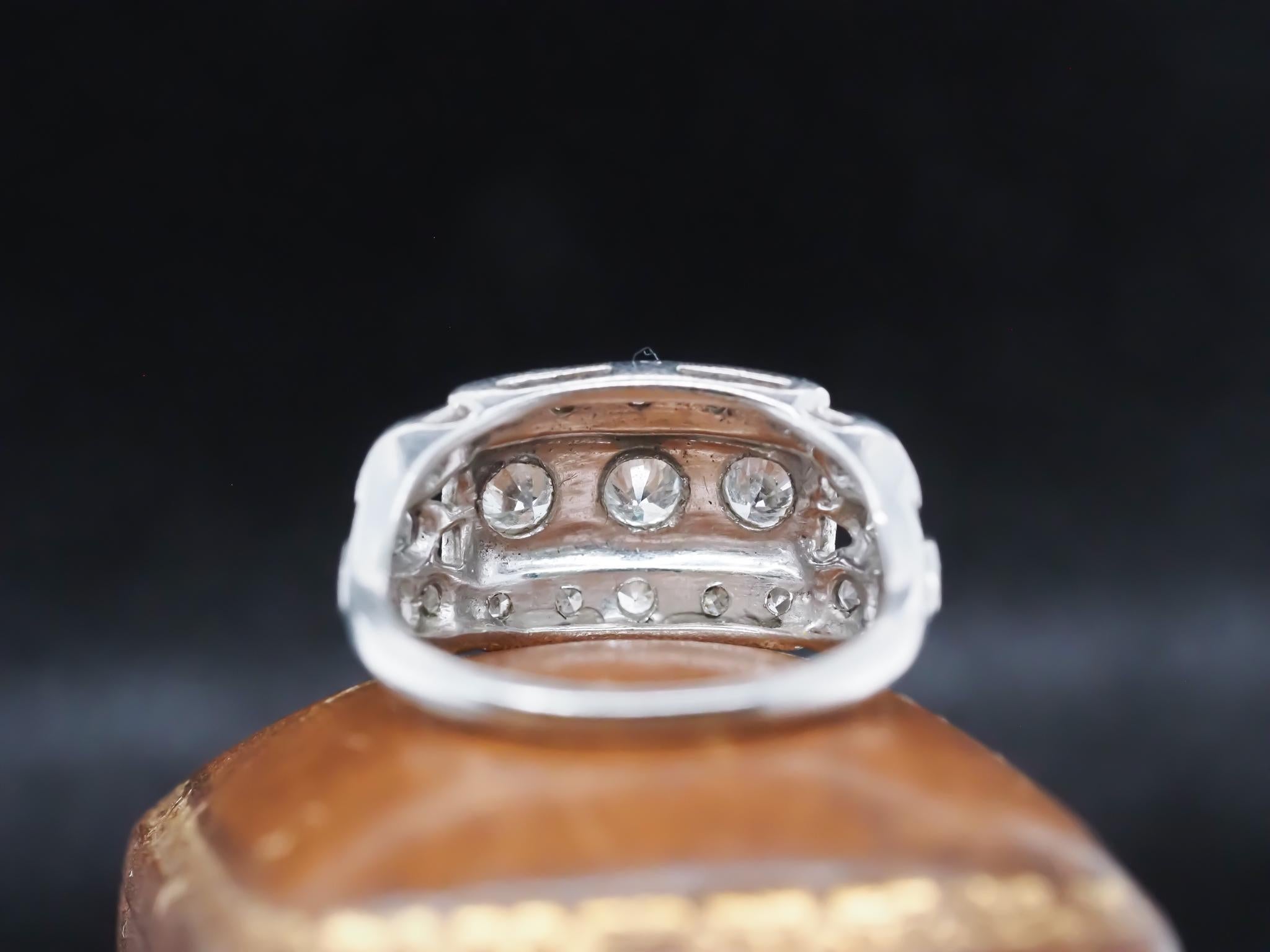 Women's Circa 1930s Platinum Art Deco Diamond Ring For Sale