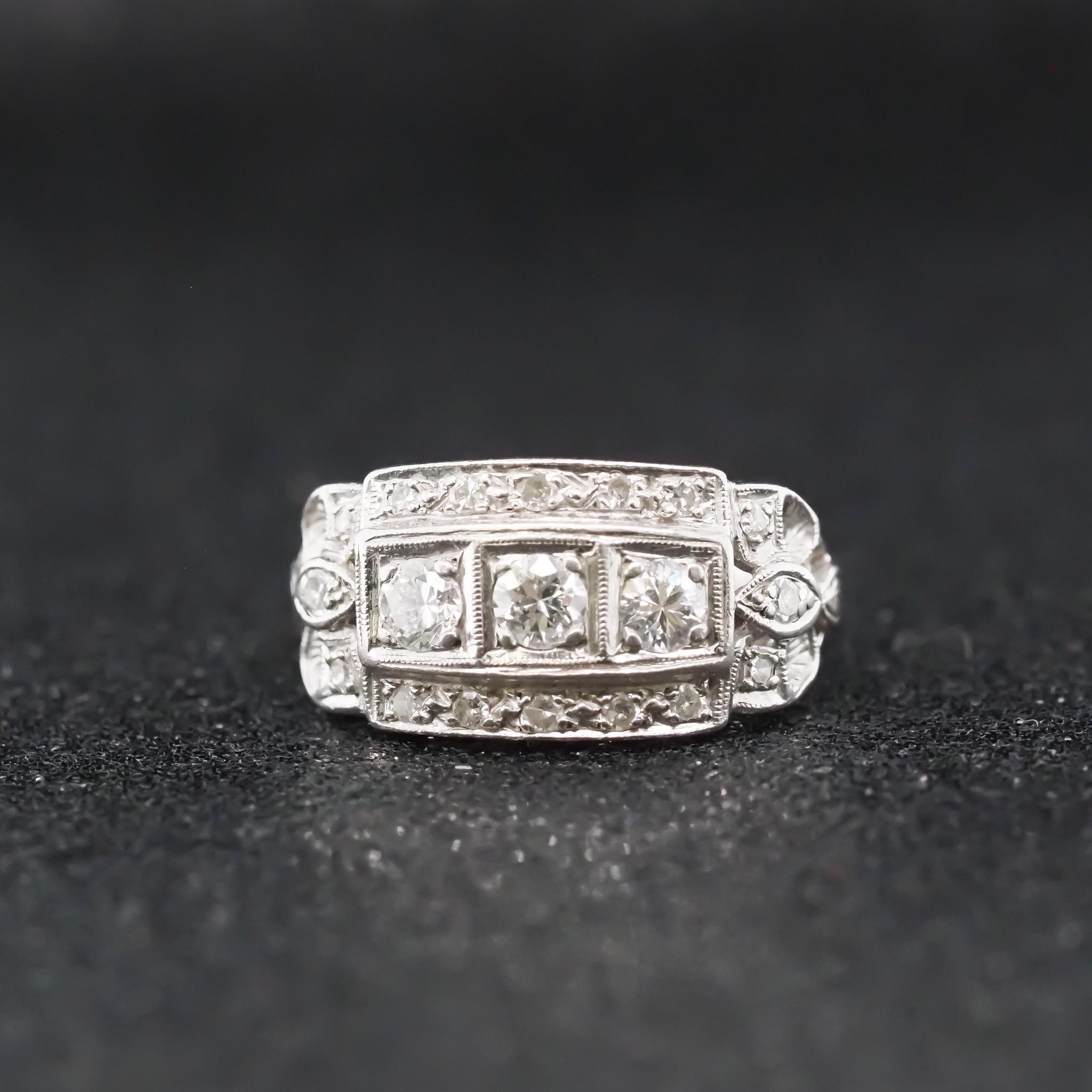 Platin Art Deco Diamantring, ca. 1930er Jahre