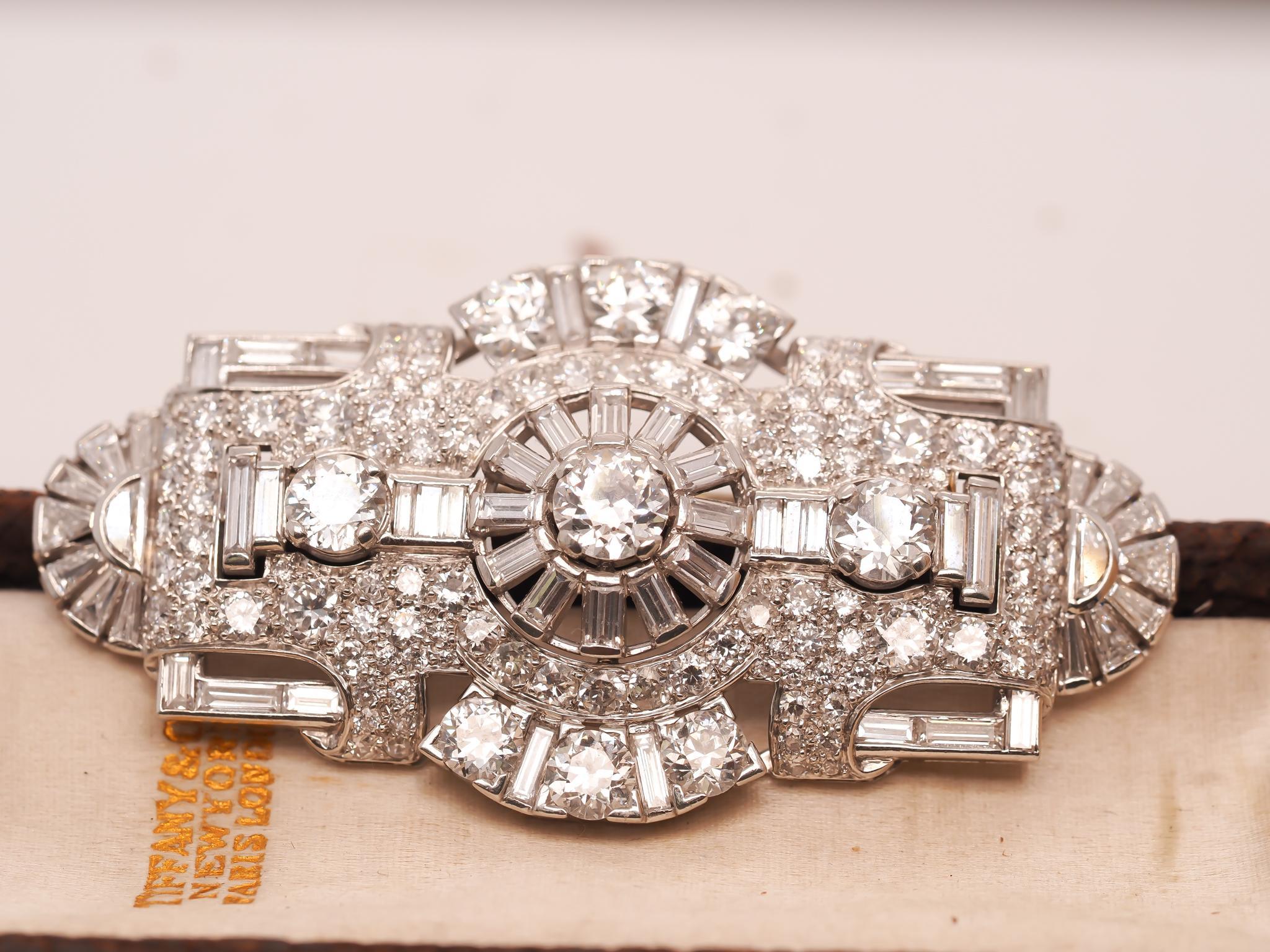 Item Details:
Metal Type: Platinum [Hallmarked, and Tested]
Weight: 22.0grams
Center Diamond: .70ct, F color, VS Clarity, Old European Briliant
Side Diamonds: 6.50ct total weight, F-G Color, VS Clarity, Old European Brilliant and Step Cut