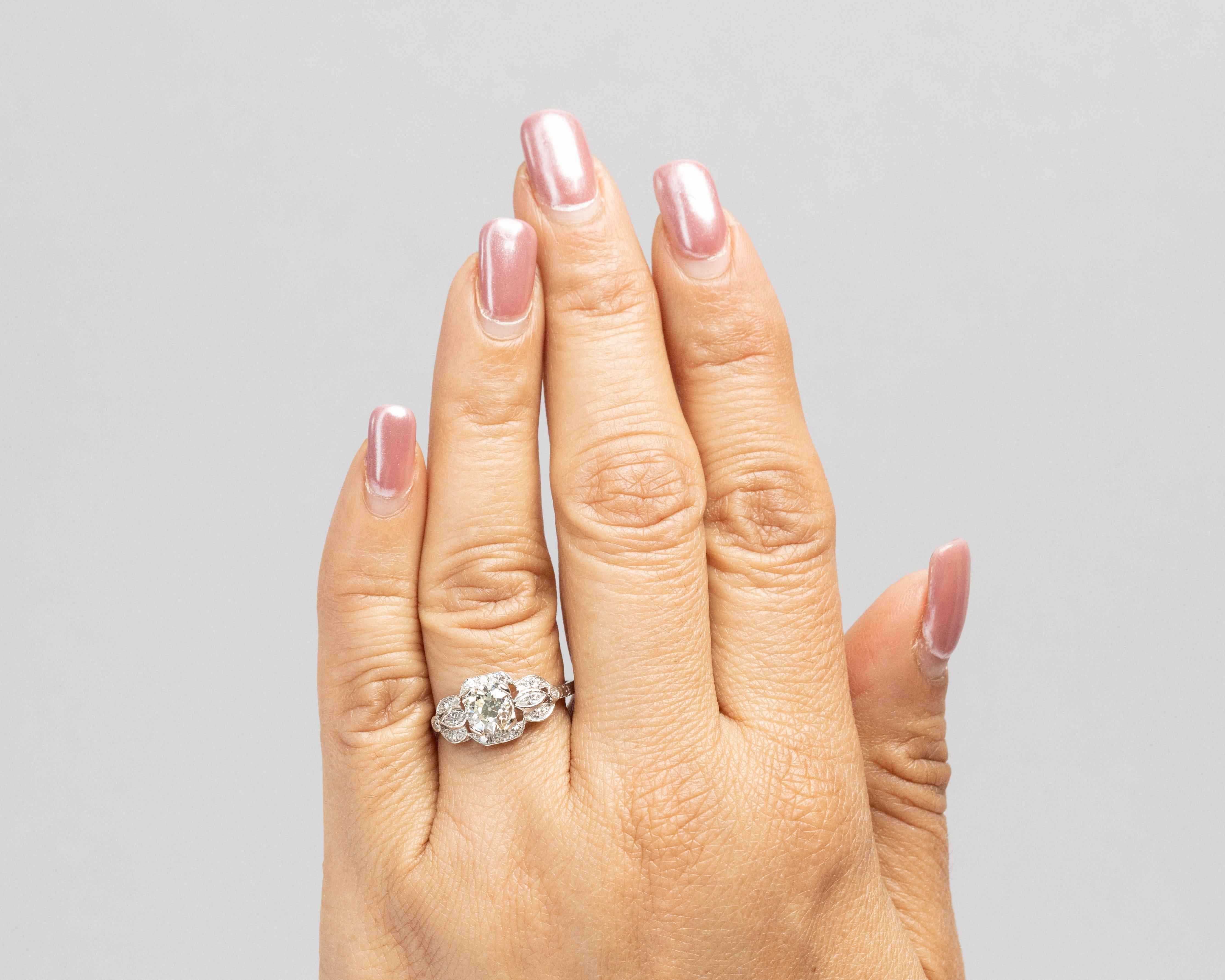 Circa 1930s Platinum GIA 1.08ct Old European Brilliant Diamond Engagement Ring 1