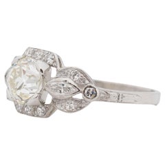 Circa 1930s Platinum GIA 1.08ct Old European Brilliant Diamond Engagement Ring