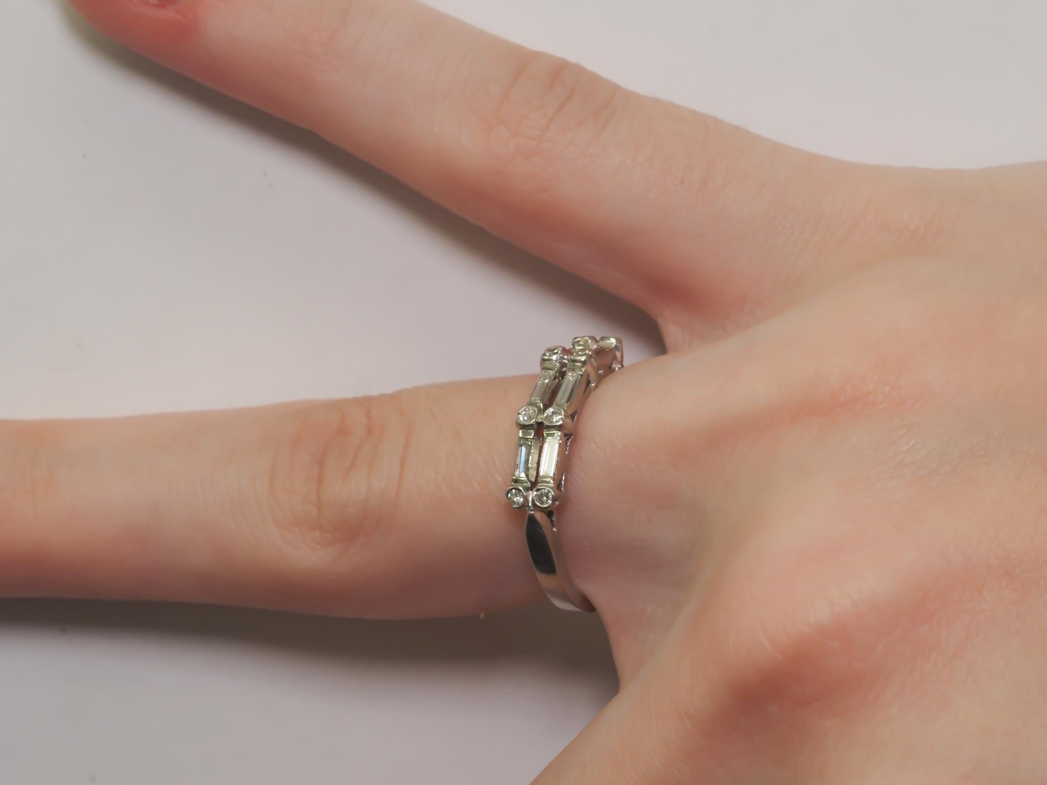 Circa 1930s Platinum Two Row Diamond Wedding Band For Sale 4