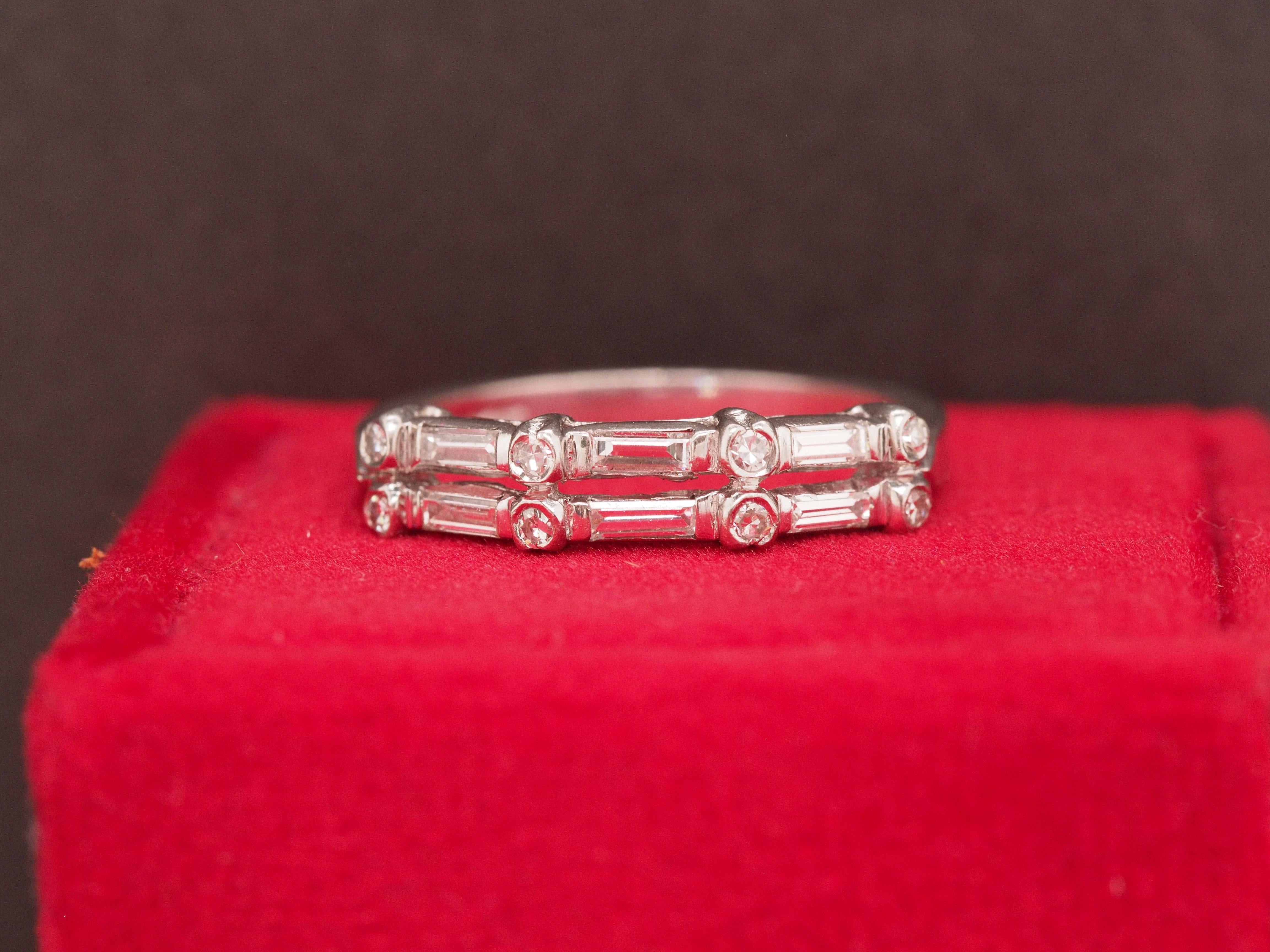 Art Deco Circa 1930s Platinum Two Row Diamond Wedding Band For Sale