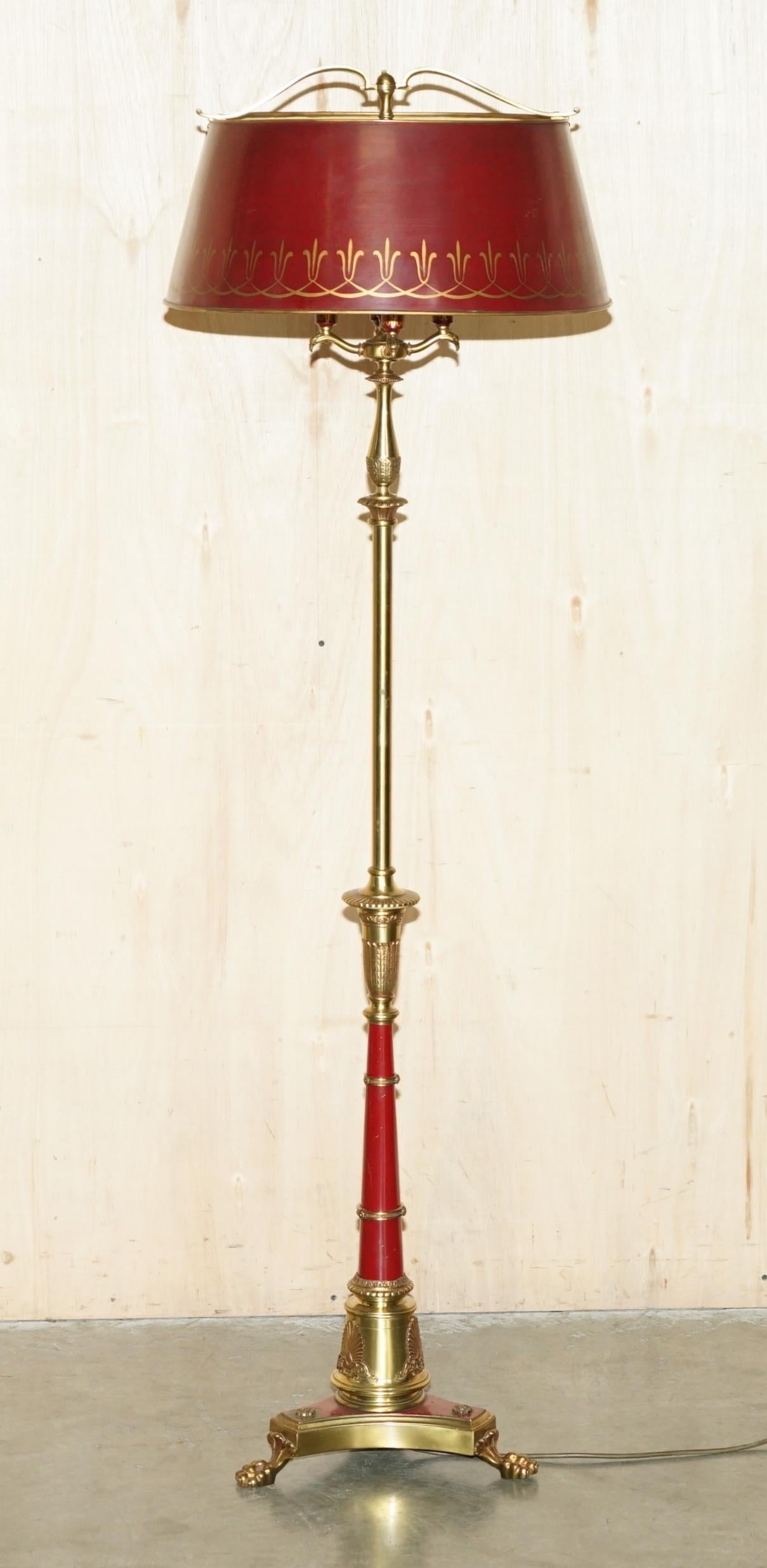 We are delighted to offer for sale this lovely handmade in France circa 1930 brass and hand painted floor standing lamp of very fine order with Lion's hairy paw feet

A super decorative and beautifully made floor standing lamp, made in the French