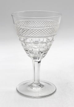 Circa 1930s Set of 10 Italian Blown Cut Glass White Wine Glasses