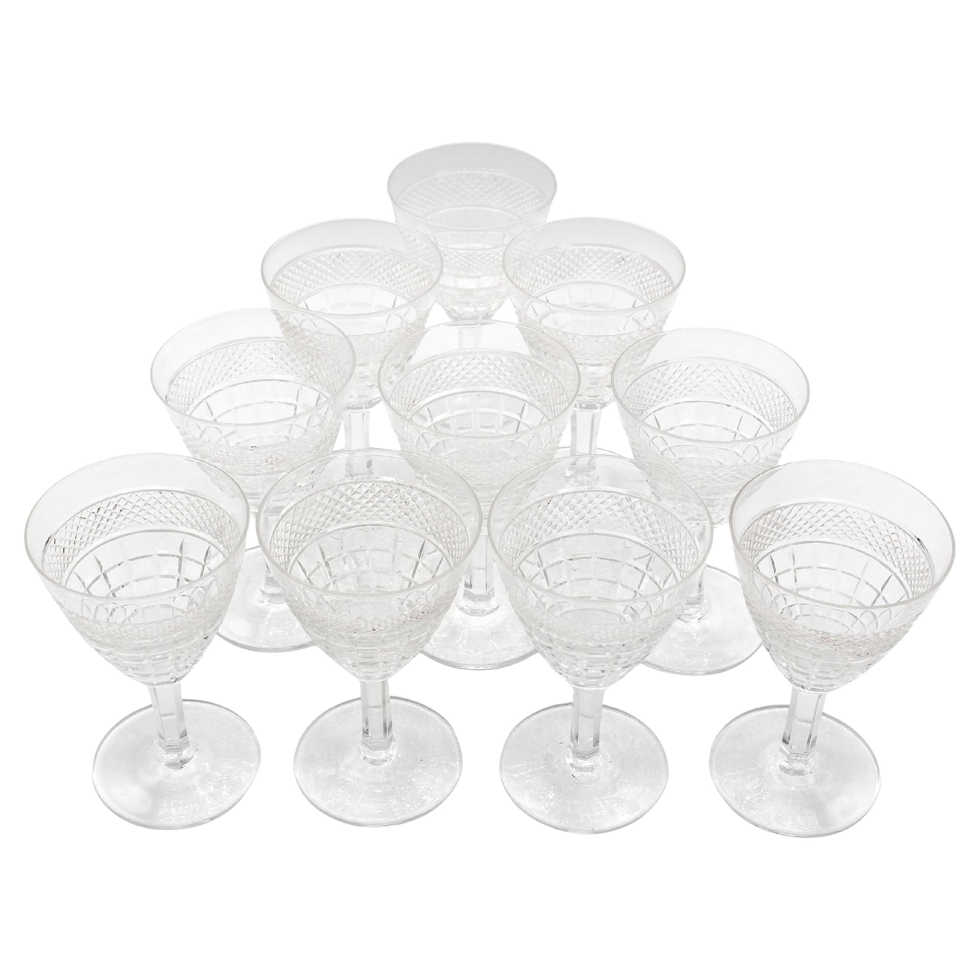 Juego de 10 copas de vino blanco de cristal soplado italiano de los años 30