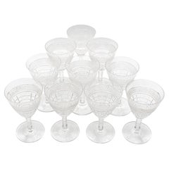 Juego de 10 copas de vino blanco de cristal soplado italiano de los años 30
