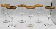 Circa 1930s Set of 6 Gold Encrusted Wine Glasses