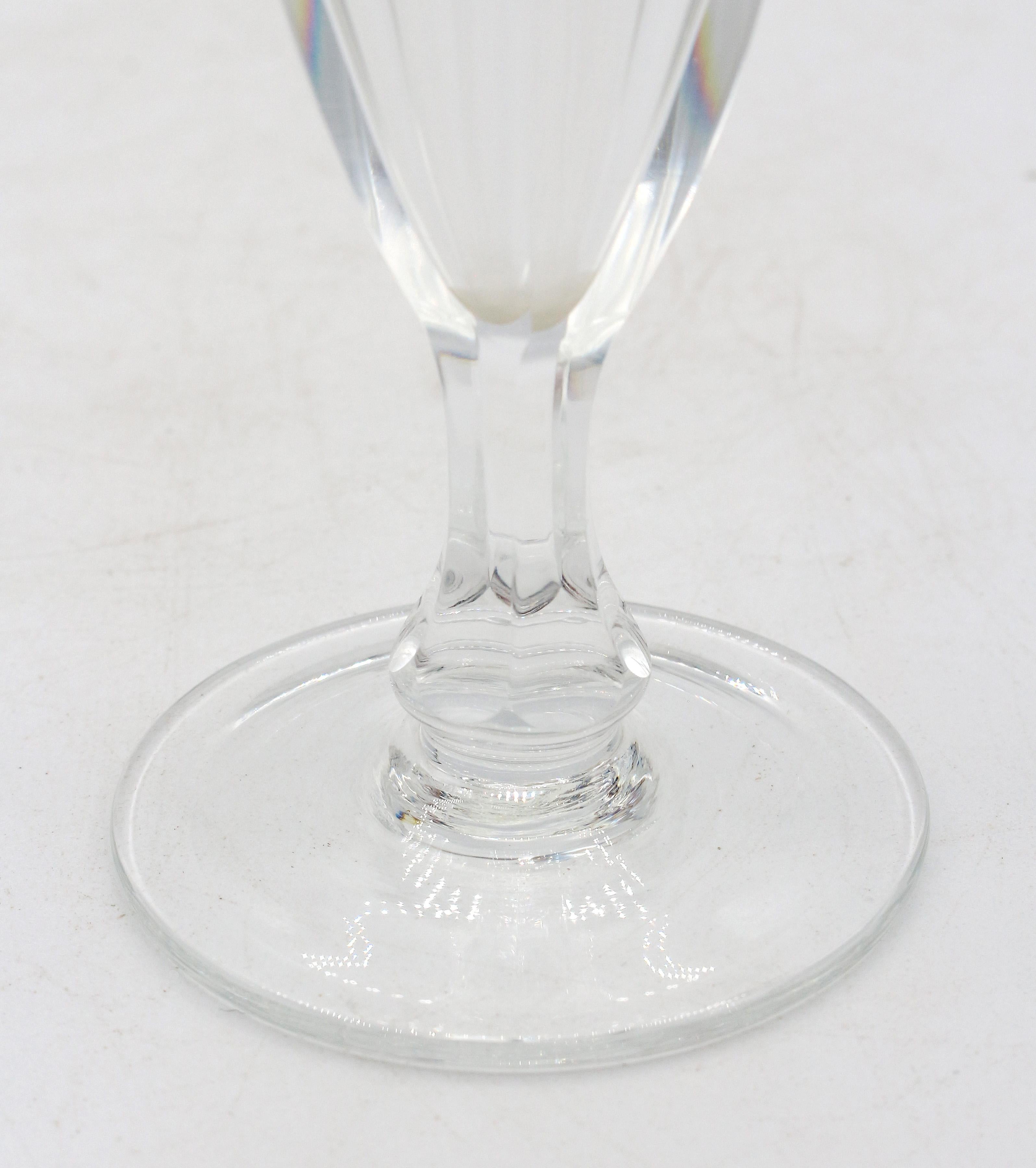 Circa 1930s Set of 6 Italian Blown Cut Glass Champagne Flutes In Good Condition In Chapel Hill, NC