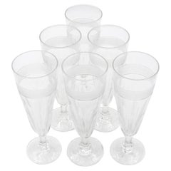 Circa 1930s Set of 6 Italian Blown Cut Glass Champagne Flutes