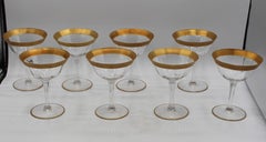 Vers 1930, ensemble de 8 verres à champagne Minton Clear Optic par Tiffin-Franciscan