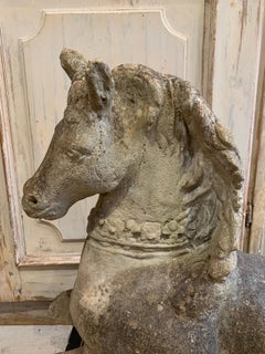 Stone Horse Garden Ornament with Bejewelled Decorative Collar, circa 1930s
