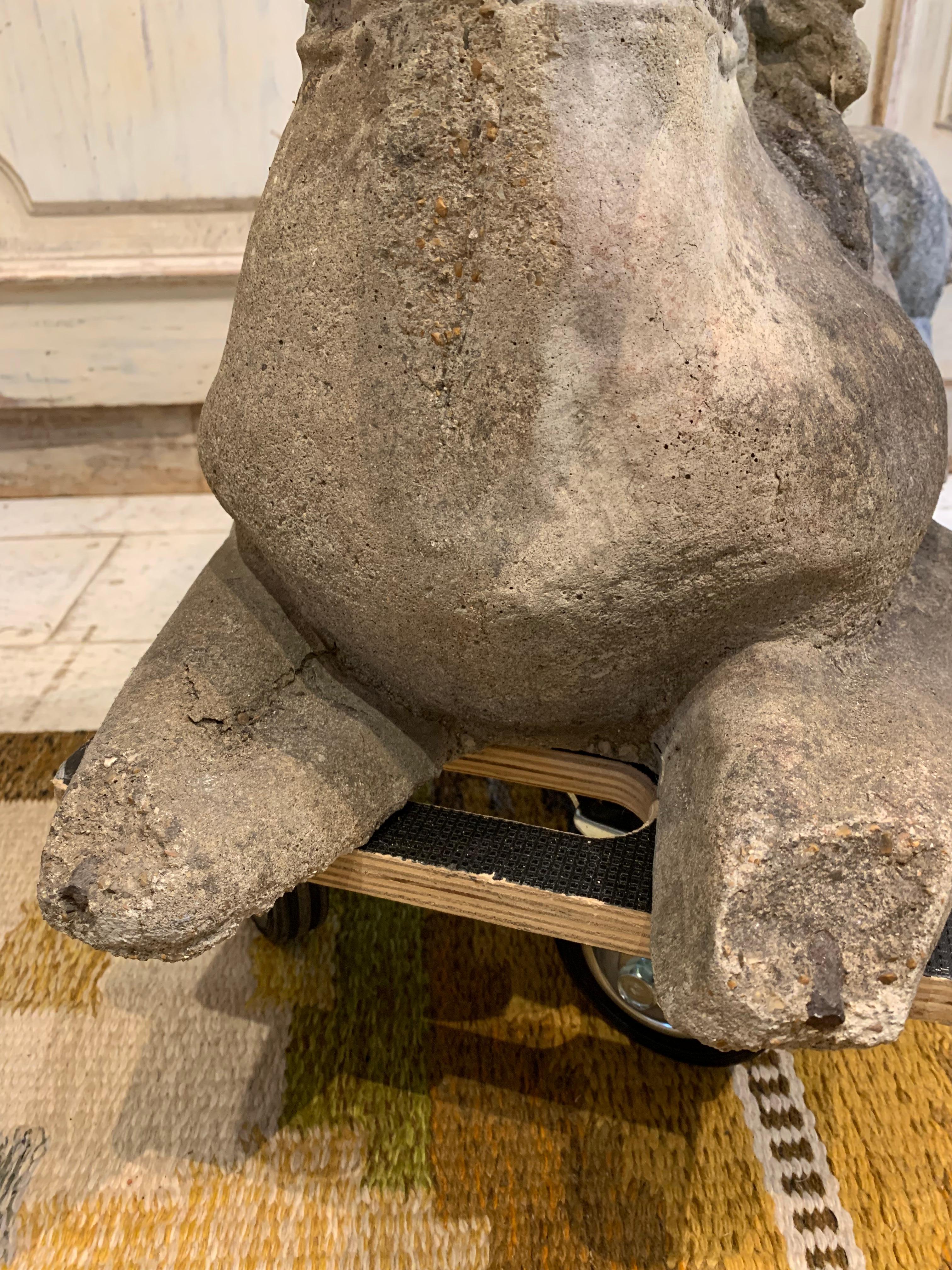 English Stone Horse Garden Ornament with Bejewelled Decorative Collar, circa 1930s