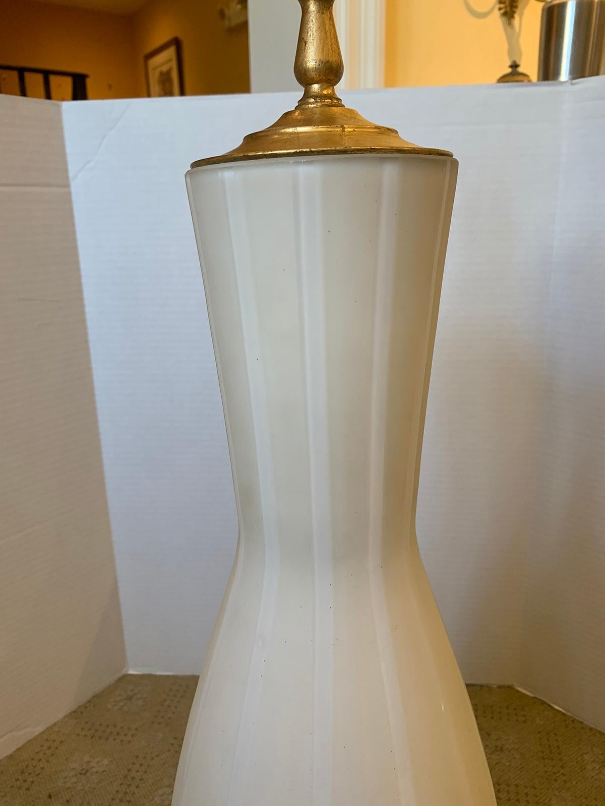 Swedish Frosted Glass Vase as Lamp on Custom Gilt Base, circa 1930s For Sale 6