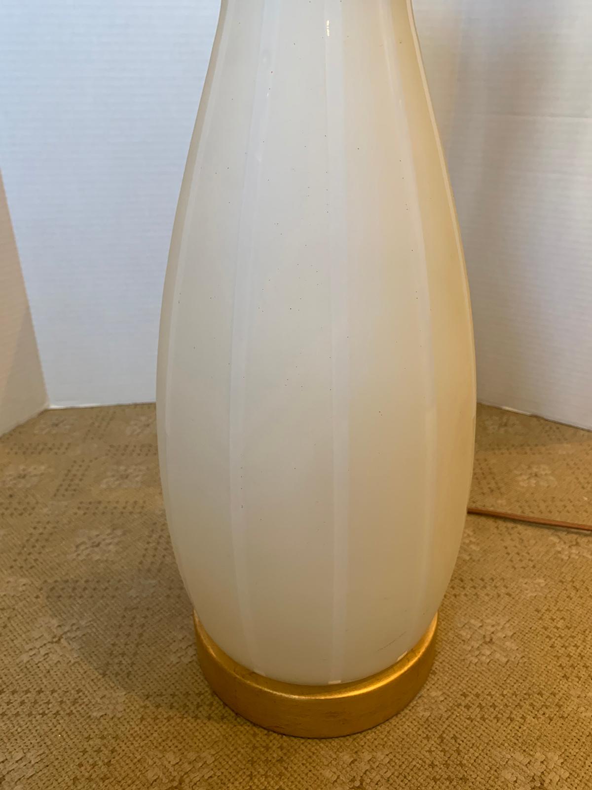 Swedish Frosted Glass Vase as Lamp on Custom Gilt Base, circa 1930s For Sale 7