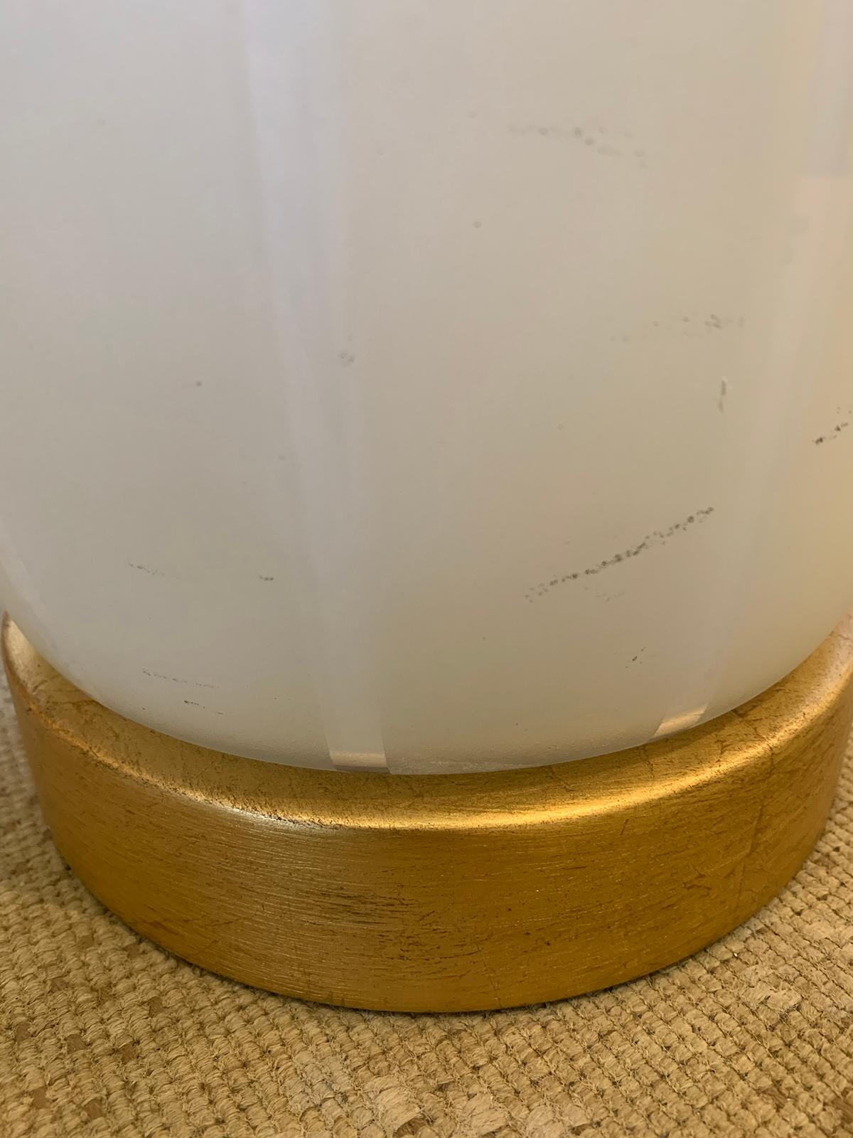Swedish Frosted Glass Vase as Lamp on Custom Gilt Base, circa 1930s For Sale 8