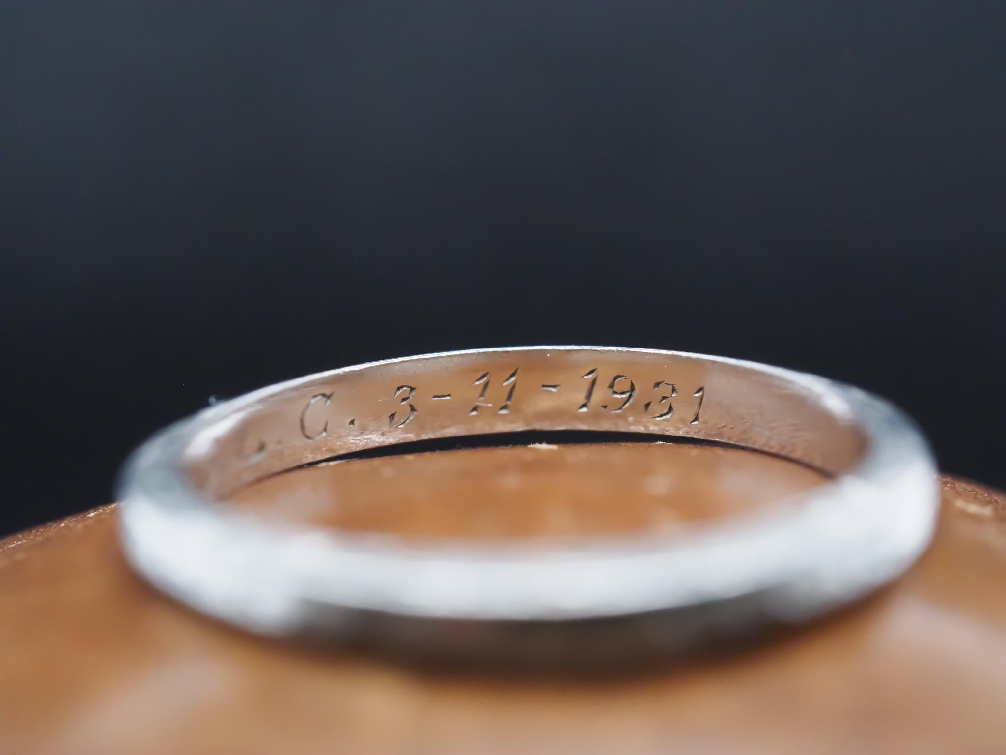 Circa 1931 Orange Blossom Platinum Wedding Band Size 5.25 For Sale 1