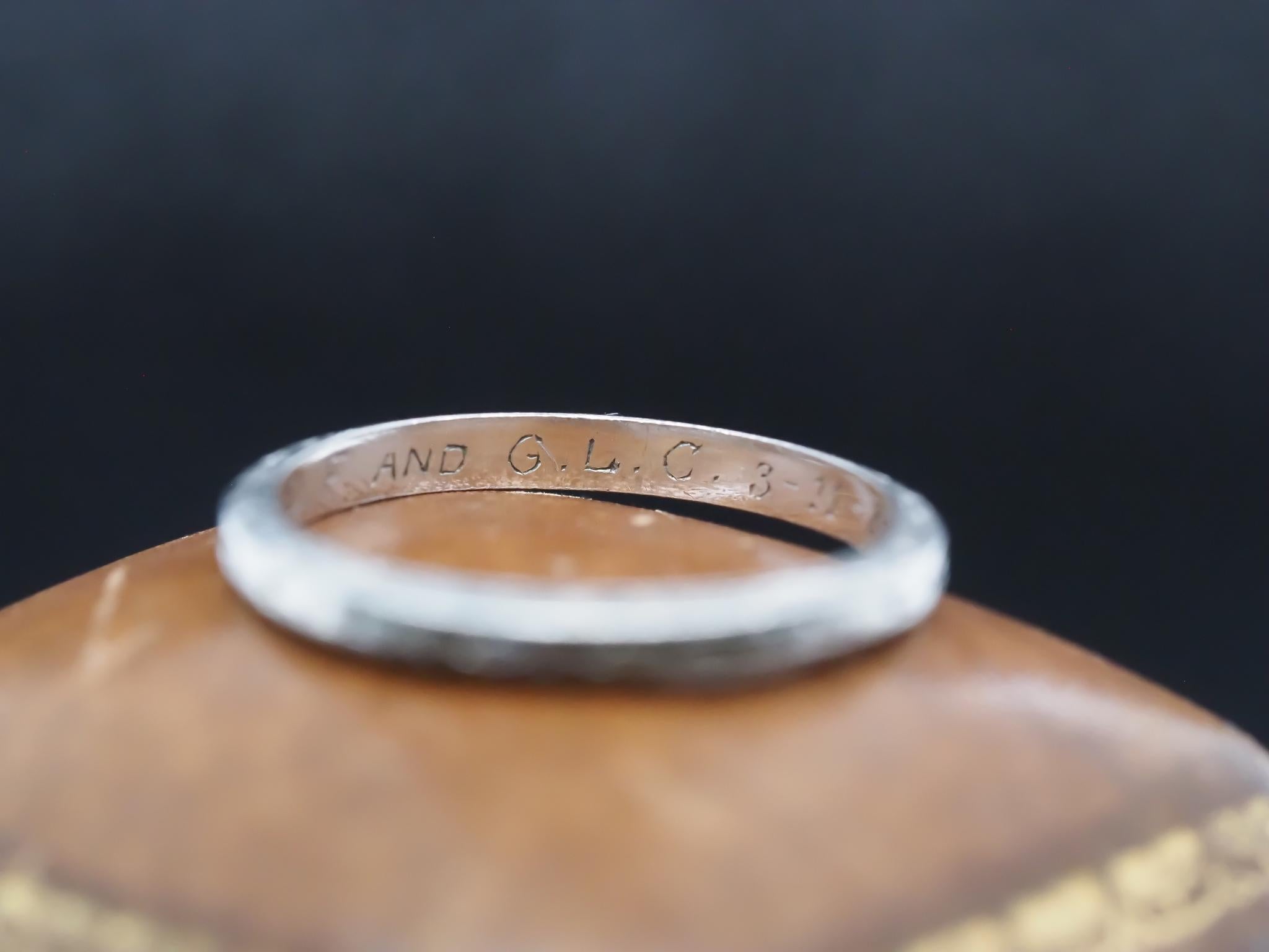 Circa 1931 Orange Blossom Platinum Wedding Band Size 5.25 For Sale 2