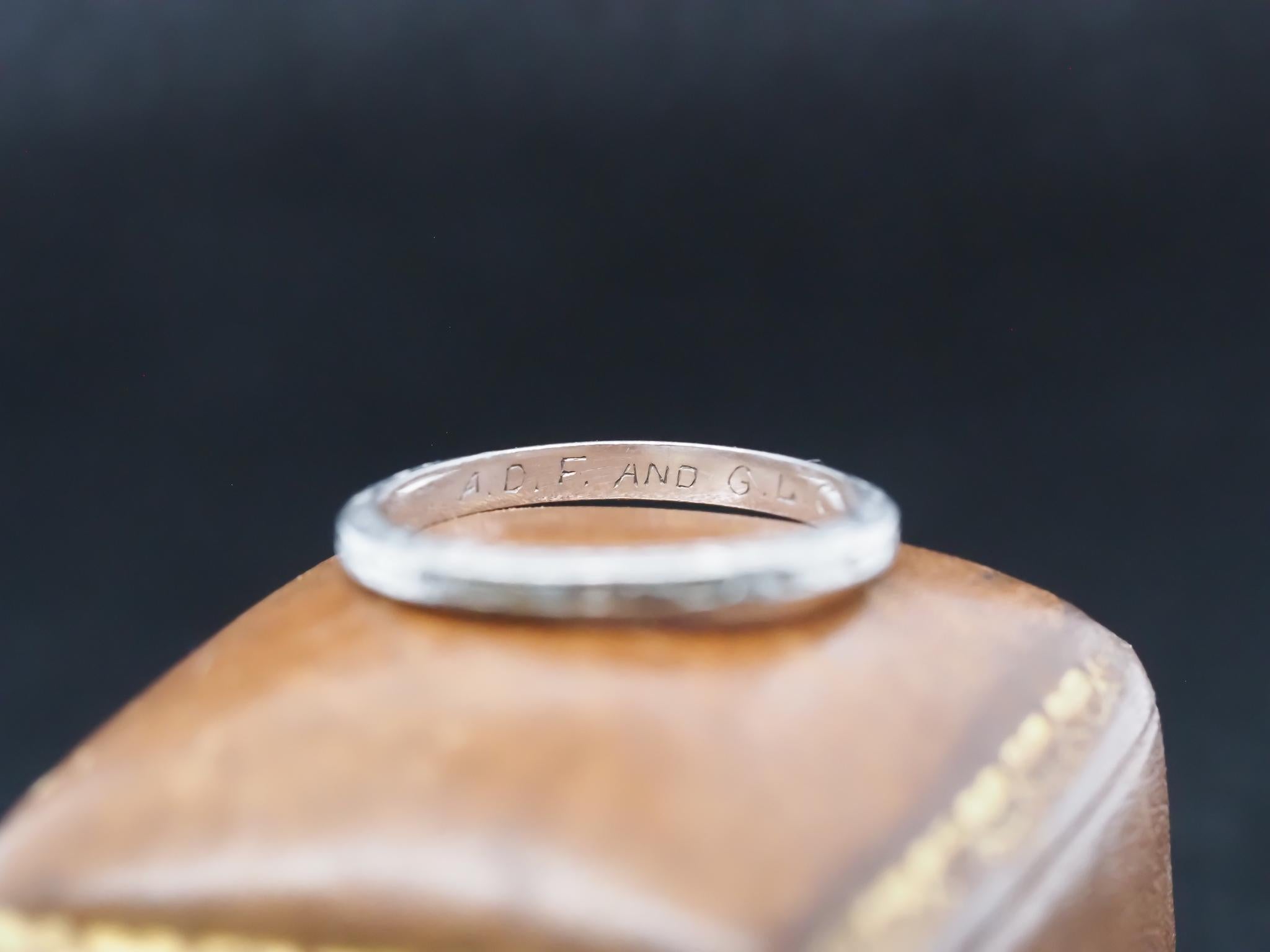 Circa 1931 Orange Blossom Platinum Wedding Band Size 5.25 For Sale 4