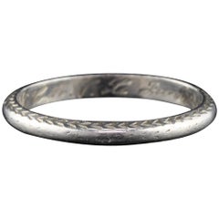 Antique Art Deco Platinum Engraved Wedding Band, circa 1932