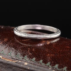 Antique Art Deco Platinum Engraved Wedding Band, circa 1934