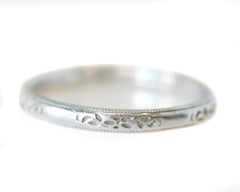 Art Deco Era Orange Blossom Platinum Floral Wedding Band, circa 1934