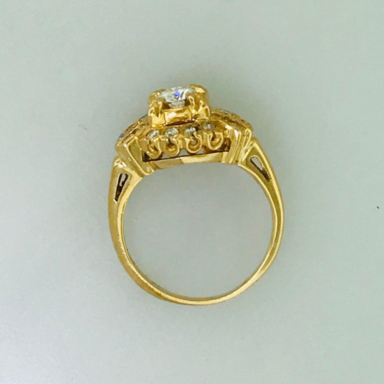 1.00 Carat Diamond Vintage Estate Ring in 14 Karat Yellow Gold, circa ...