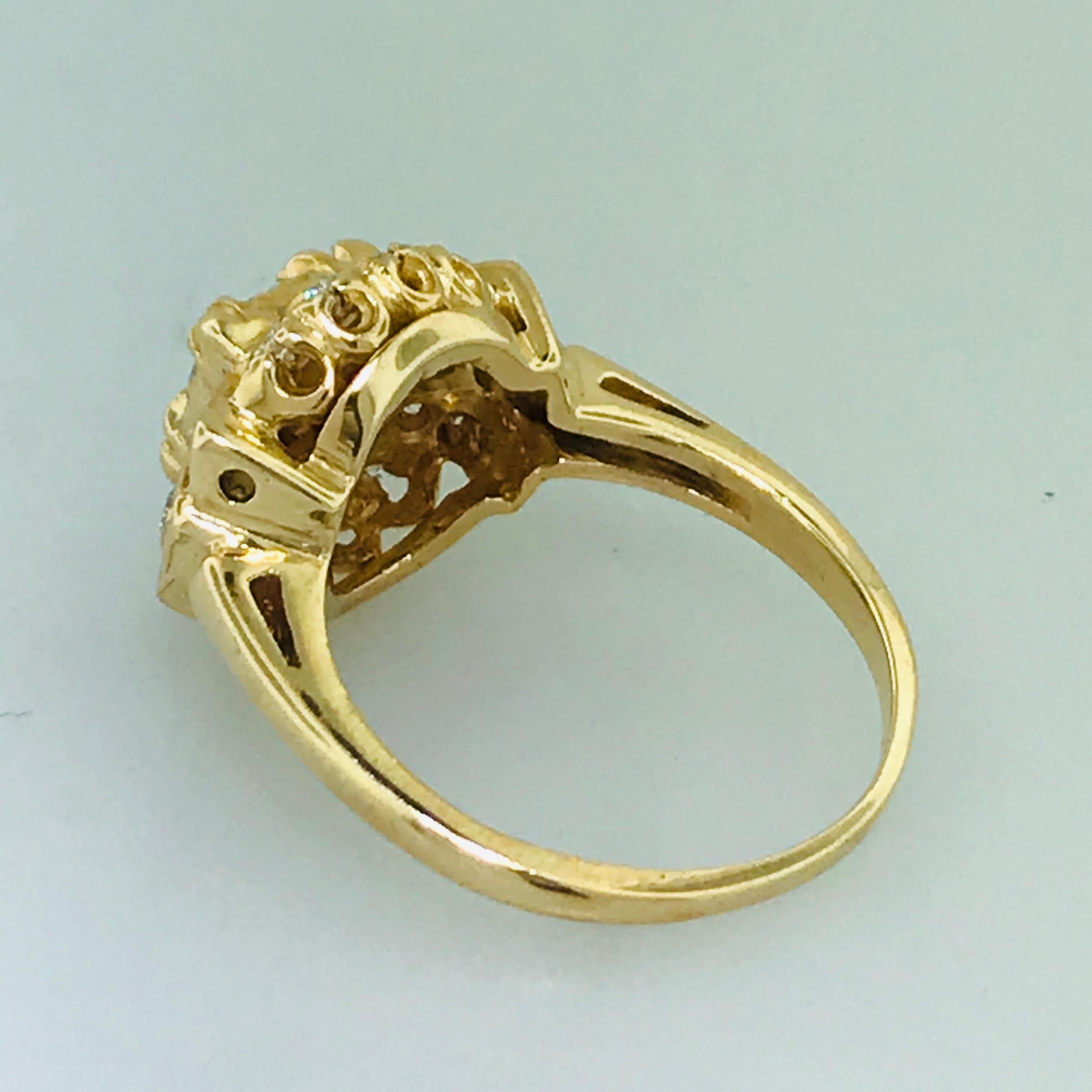 Artisan 1.00 Carat Diamond Vintage Estate Ring in 14 Karat Yellow Gold, circa 1935