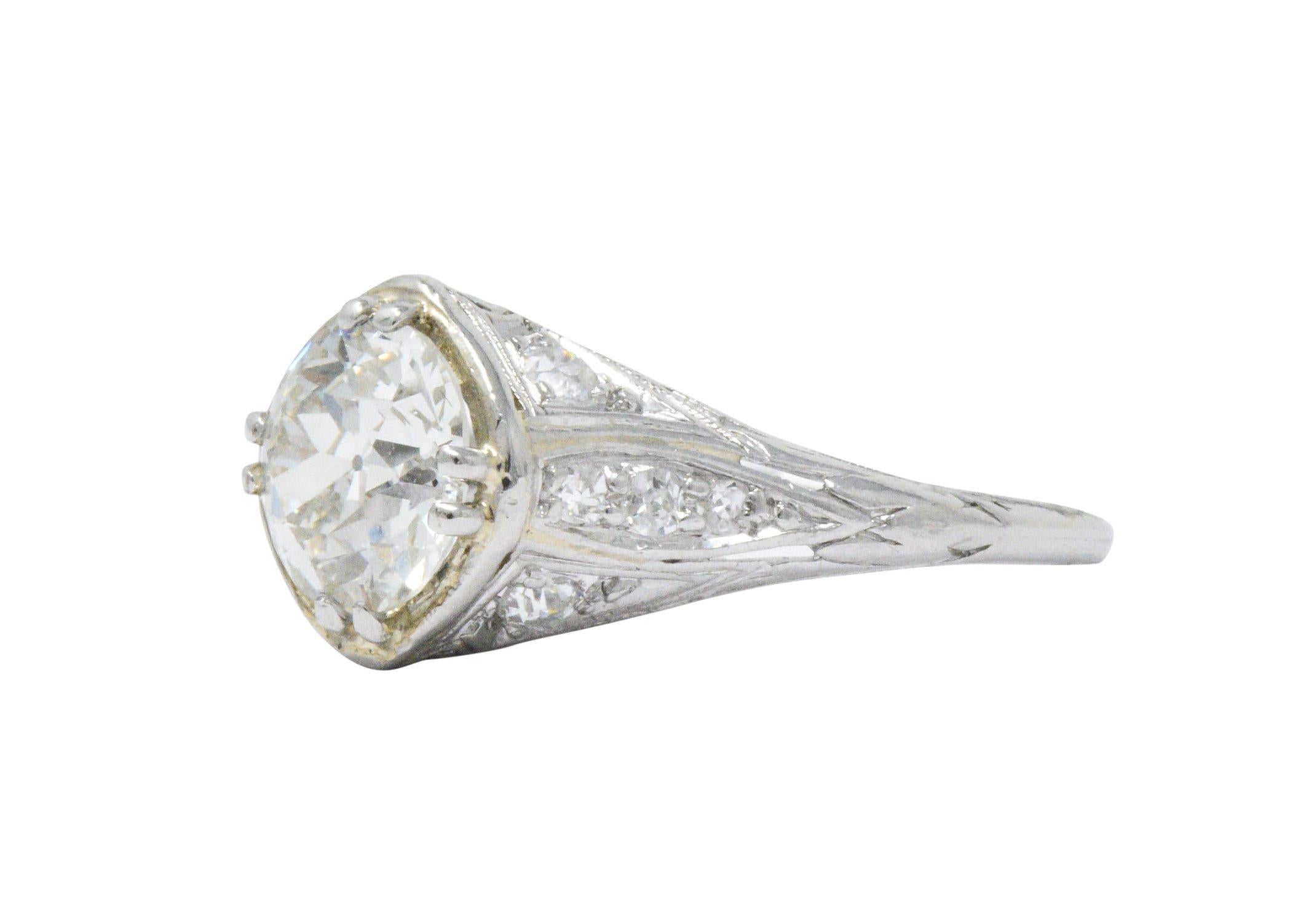 Early Retro 1.76 CTW Old European Diamond Platinum Engagement Ring GIA 1