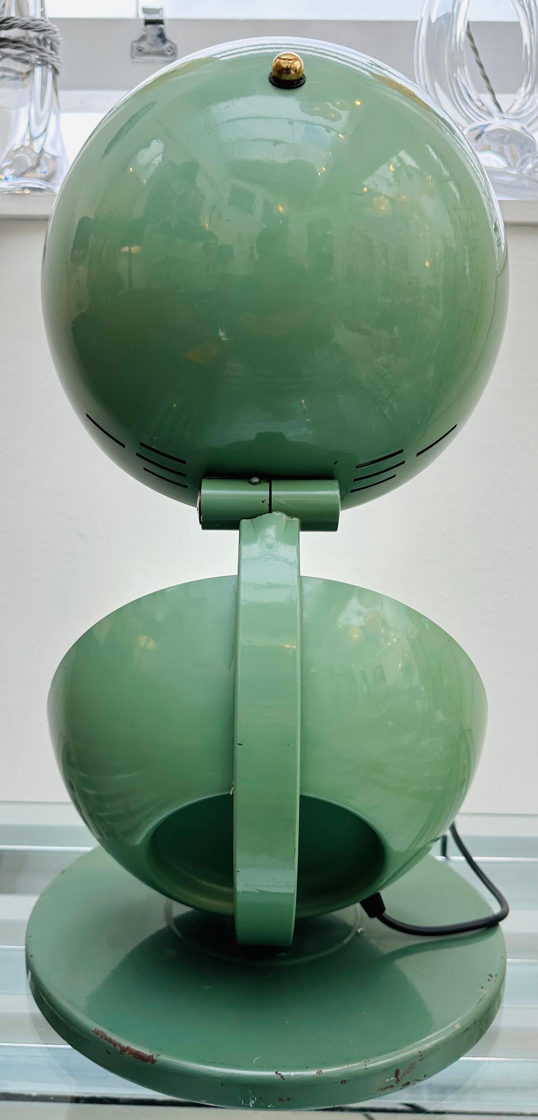 Circa 1935 Original Hanau Bauhaus Spherical Green Lacquered Mirrored Table Lamp 5