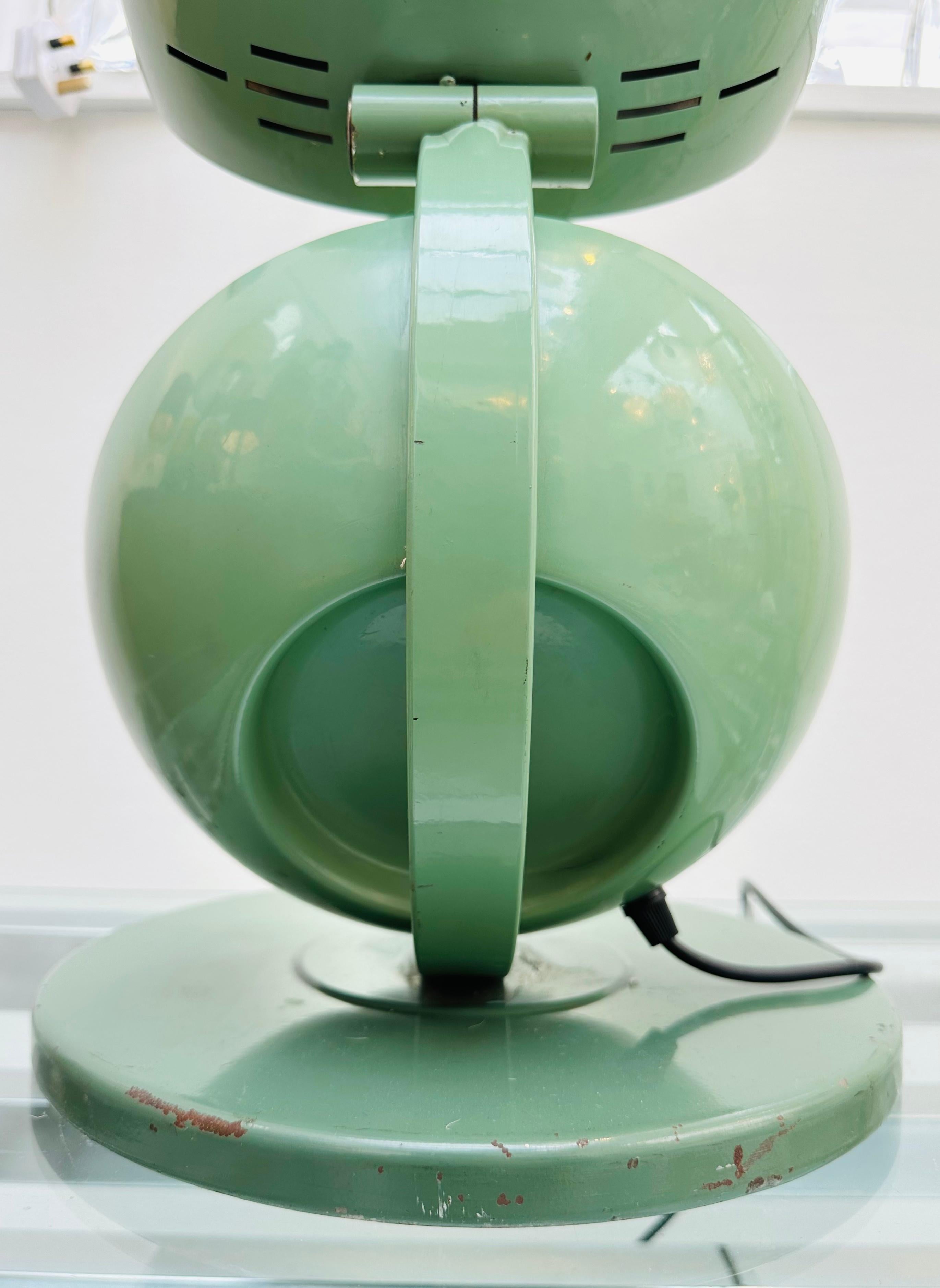 Circa 1935 Original Hanau Bauhaus Spherical Green Lacquered Mirrored Table Lamp 6