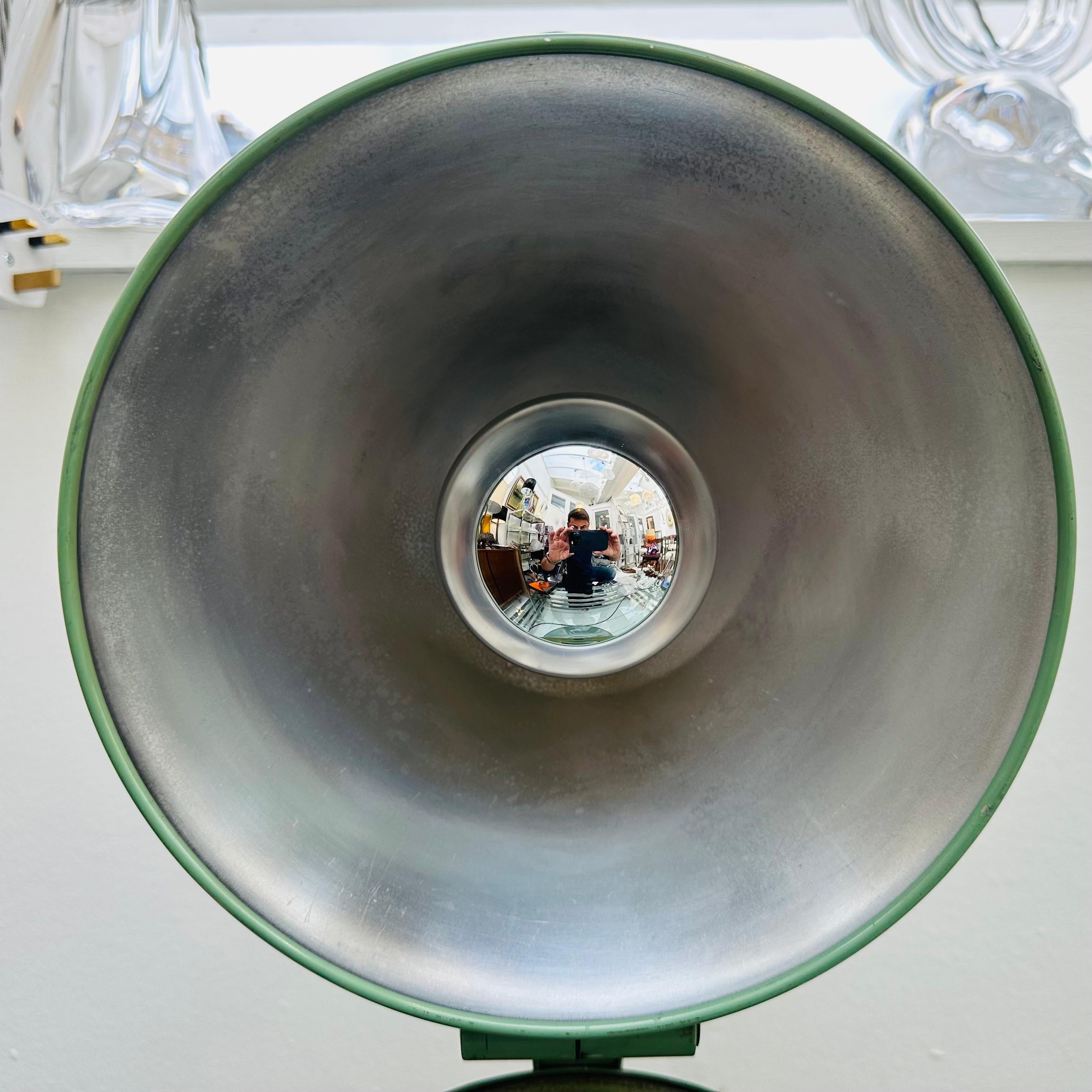 Circa 1935 Original Hanau Bauhaus Spherical Green Lacquered Mirrored Table Lamp 8