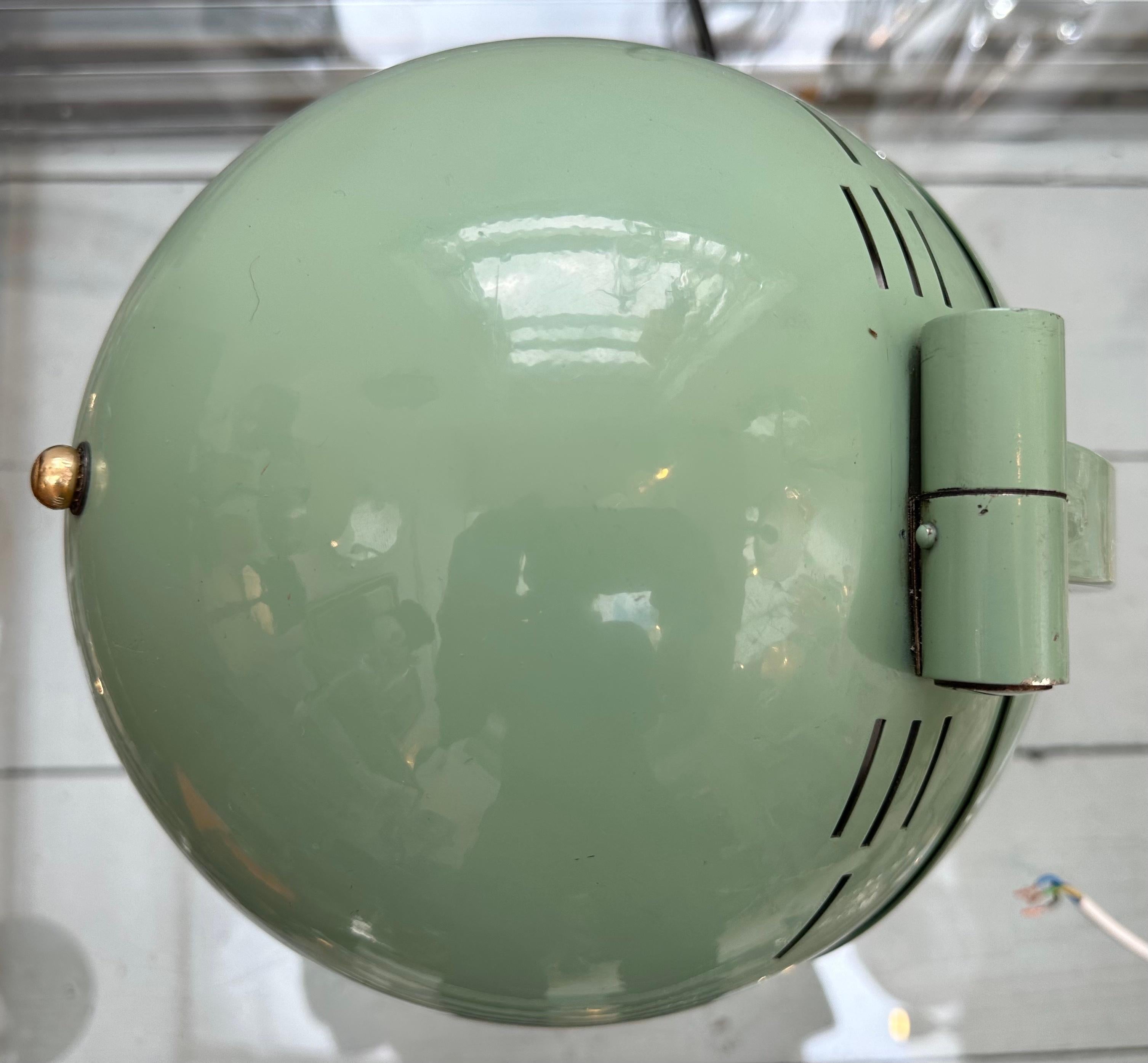 Circa 1935 Original Hanau Bauhaus Spherical Green Lacquered Mirrored Table Lamp 9