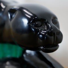 Circa 1940, Art Deco Panther Sculpture in Carved Wood